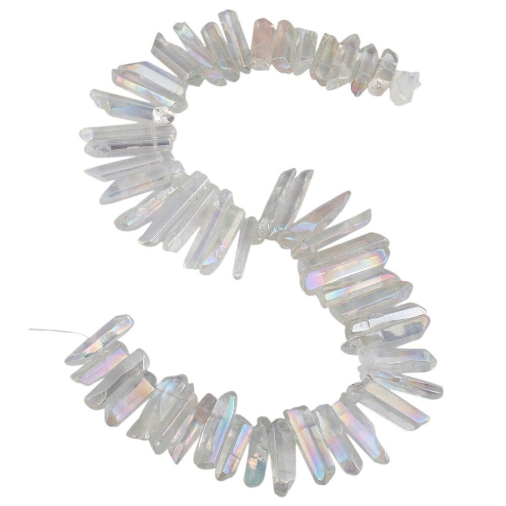 3440 Natural Rock Crystal Quartz Points for Jewelry Making, Titanium Coated